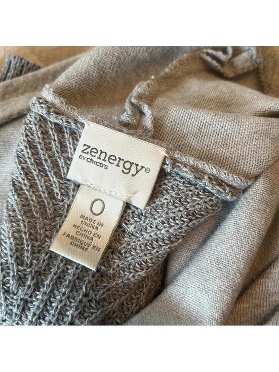 Chico’s Zynergy Heather Gray Cowl Neck Sweater Women’s Cozy Athleisure - Picture 3 of 5